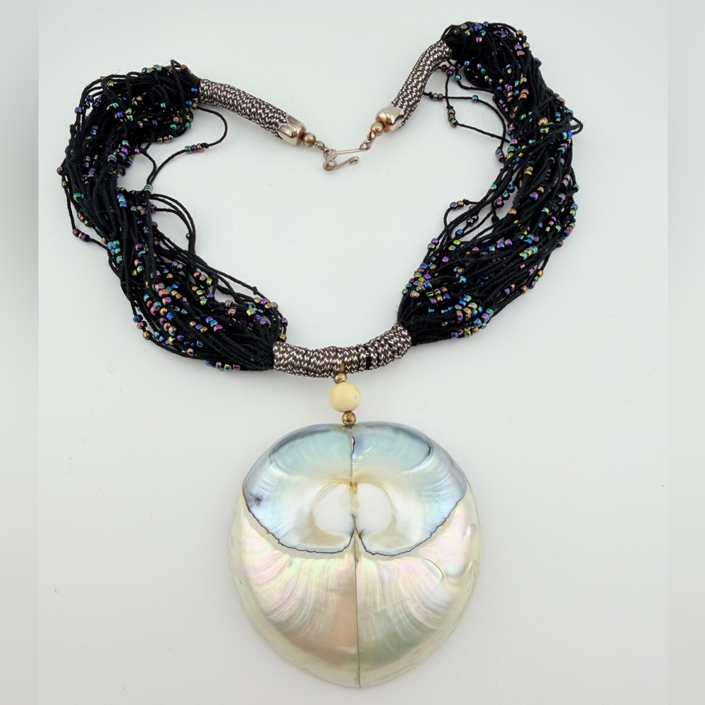 Vintage Mermaid Core  Handcrafted Nautilus Mermaidcore Statement Necklace